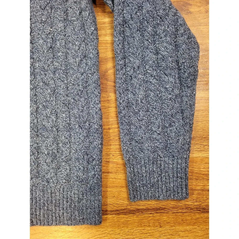 Todd Snyder Cable Knit 100% Lambs Wool Sweater Mens Large Blue Long Sleeve Crew